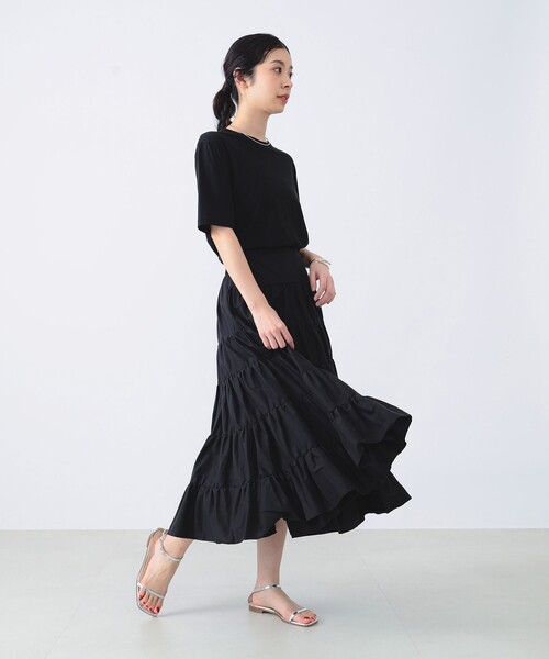 Demi-Luxe BEAMS（デミルクス ビームス）の「Devotion TWINS / ティアード ロングスカート（スカート・レディース・ブラック・SMALL）」の5枚目の写真