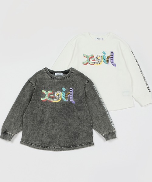 X-girl Stages（エックスガールステージス）の「エイティーズロゴ長袖Ｔシャツ（Tシャツ/カットソー・キッズ・ホワイト/ブラック/ネイビー・140cm/90cm/80ｃｍ/110cm/120cm/130cm/100cm）」の4枚目の写真
