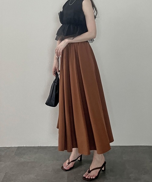セール】ウエストタックフレアスカート / ハイウエスト ロング