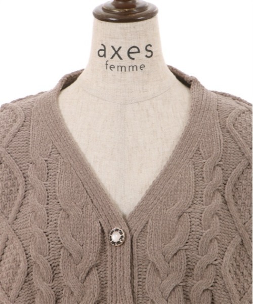 axes femme(アクシーズファム)の「モールヤーンニットカーデ(カーディガン/ボレロ・レディース・ラベンダー/キナリ/モカ・FREE)」の12枚目の写真