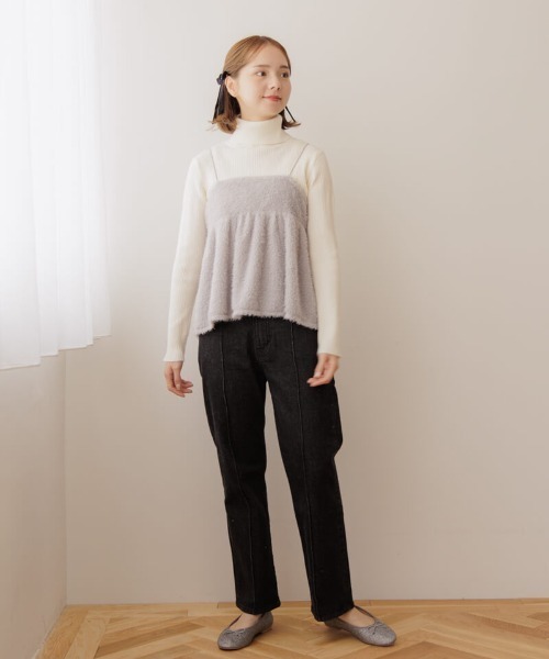 flower（フラワー）の「スパークルフェザービスチェ（キャミソール・レディース・ブラック/グレー・FREE）」の5枚目の写真