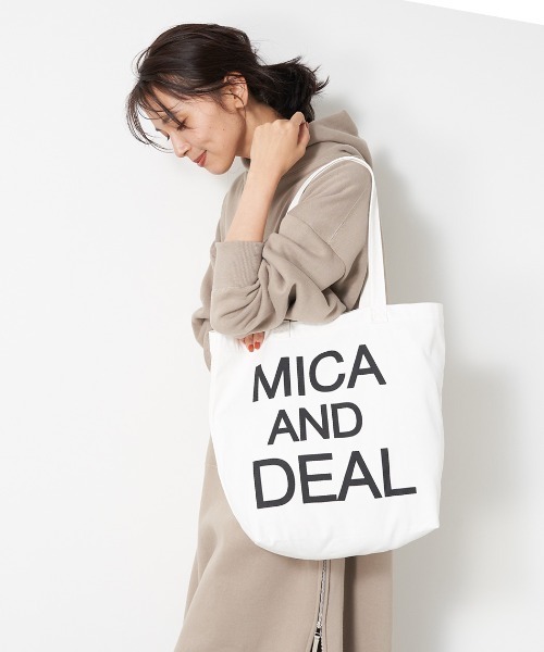 MICA&DEAL（マイカ＆ディール）の「MICA&DEALロゴコットンバッグ（トートバッグ・レディース・オフホワイト/ブラウン/キャメル/ブラック・FREE）」の5枚目の写真