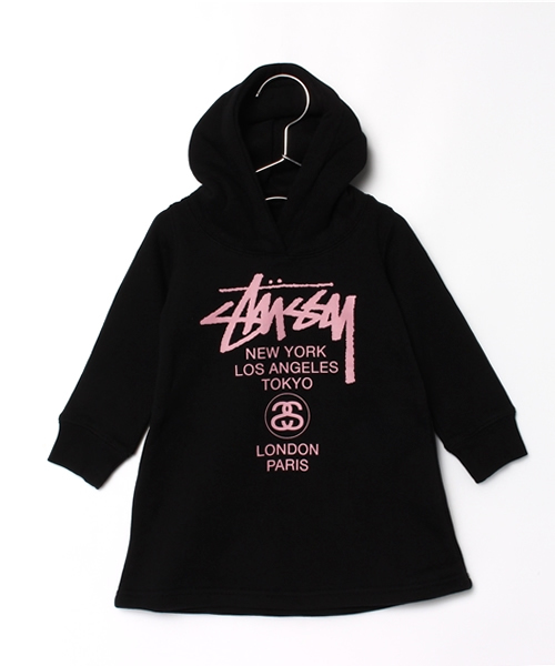 STUSSY（ステューシー）の「Kids World Tour Hoodie Dress（パーカー・キッズ・ブラック/パープル・SMALL/X-LARGE/MEDIUM/LARGE）」の2枚目の写真