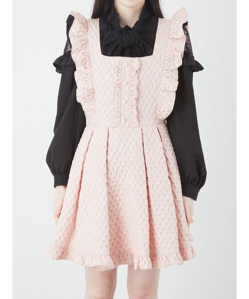 Ank Rouge（アンクルージュ）の「ふくれジャガードJSK（ジャンパースカート・レディース・ホワイト/ブラック/ピンク・M）」の7枚目の写真