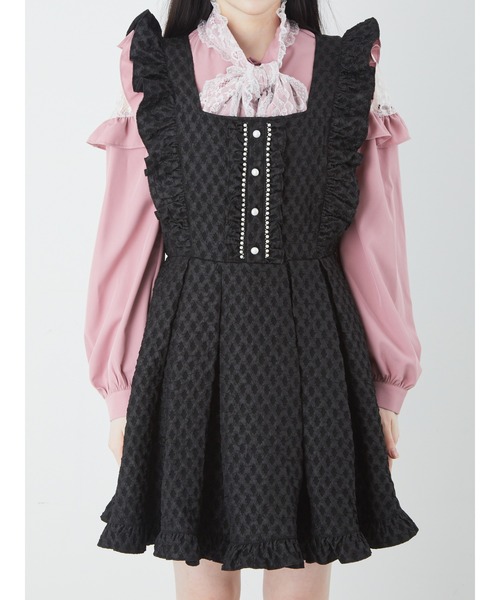 Ank Rouge（アンクルージュ）の「ふくれジャガードJSK（ジャンパースカート・レディース・ホワイト/ブラック/ピンク・M）」の11枚目の写真