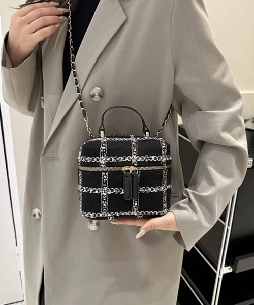 H.TOKYO（エイチトウキョウ）の「ツイード 2WAYバニティバッグ（ハンドバッグ・レディース・ホワイト/ブラック・FREE）」の4枚目の写真