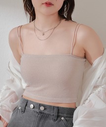 【7色展開/2024SS】カップ付ベアラメチューブトップ