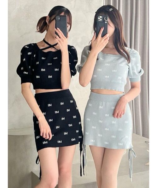 EATME（イートミー）の「EMロゴニットスカート（セットアップ可能）（スカート・レディース・ブラック/ピンク/グリーン・FREE）」の17枚目の写真