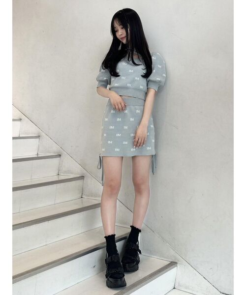 EATME（イートミー）の「EMロゴニットスカート（セットアップ可能）（スカート・レディース・ブラック/ピンク/グリーン・FREE）」の8枚目の写真