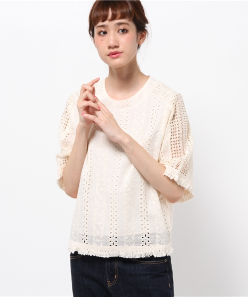 Chico（チコ）の「【who's who Chico】総レースフリンジ付きプルオーバー（シャツ/ブラウス・レディース・アイボリー/カーキ/ブラック/ホワイト・FREE）」の3枚目の写真