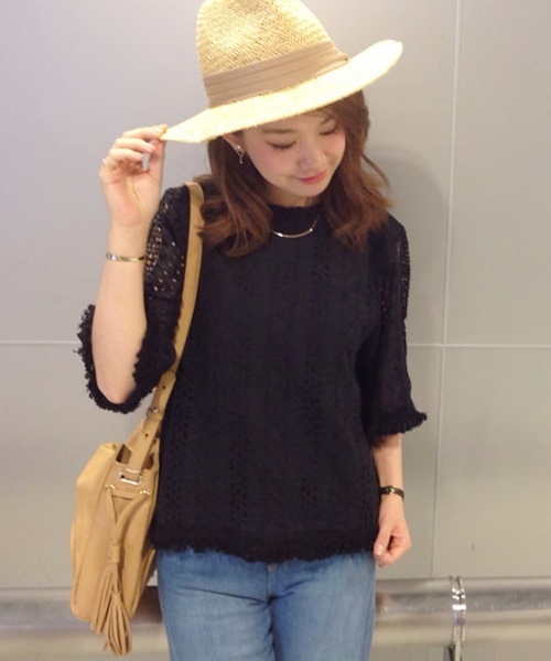 Chico（チコ）の「【who's who Chico】総レースフリンジ付きプルオーバー（シャツ/ブラウス・レディース・アイボリー/カーキ/ブラック/ホワイト・FREE）」の7枚目の写真