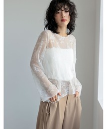 Re:EDIT | [2024SS PRE ORDER]レースプリーツシアートップス(シャツ/ブラウス)