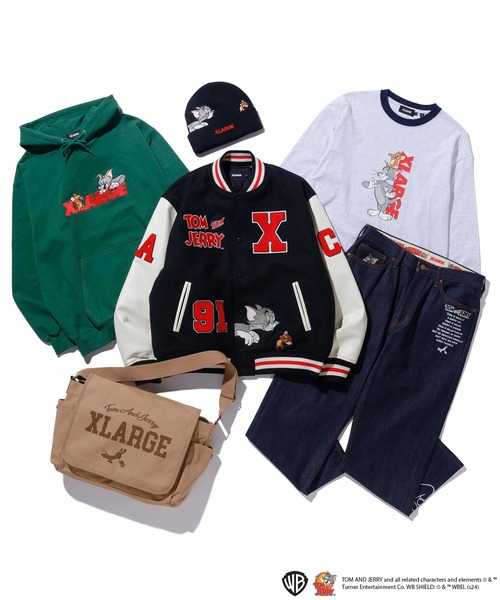 XLARGE×TomandJerry コラボ商品 スタジャン　黒　M XLARGE×TomandJerry コラボ商品 スタジャン 黒 M XLARGE×TomandJerry