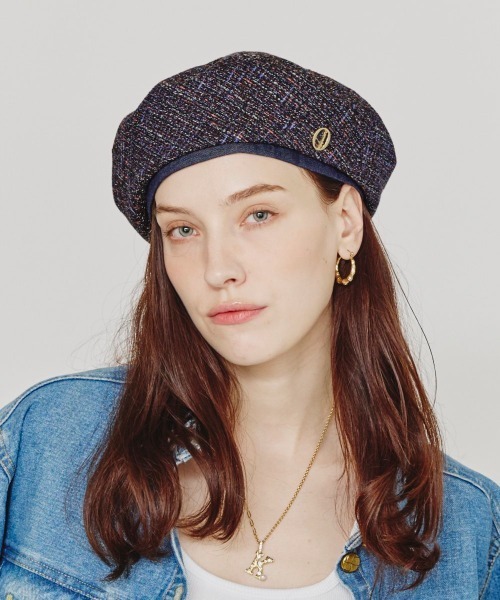 Chapeau d' O(シャポードオー)の「Chapeau d' O Summer Tweed Beret / シャポードオー(ハンチング/ベレー帽・レディース・ブルー/ネイビー・M/57.5cm)」の11枚目の写真