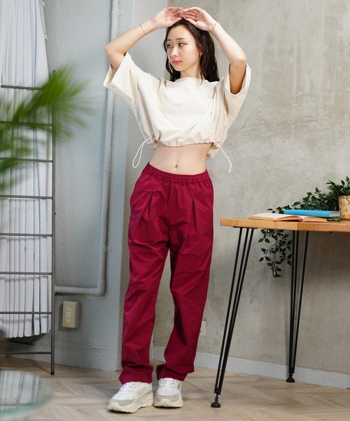 DISCUS ATHLETIC(ディスカス アスレチック)の「DISCUS ATHLETIC/ディスカスアスレチック Tシャツ 半袖 梨地 裾ドロスト ワンポイント ロゴ 刺繍 4287-1976(Tシャツ/カットソー・レディース・ブラック/アイボリー/サックスブルー/ライトグリーン/コーラルピンク・FREE)」の9枚目の写真