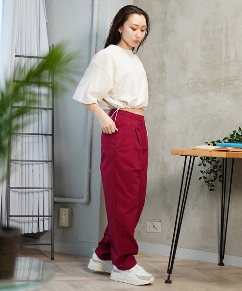 DISCUS ATHLETIC(ディスカス アスレチック)の「DISCUS ATHLETIC/ディスカスアスレチック Tシャツ 半袖 梨地 裾ドロスト ワンポイント ロゴ 刺繍 4287-1976(Tシャツ/カットソー・レディース・ブラック/アイボリー/サックスブルー/ライトグリーン/コーラルピンク・FREE)」の10枚目の写真