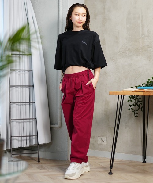 DISCUS ATHLETIC(ディスカス アスレチック)の「DISCUS ATHLETIC/ディスカスアスレチック Tシャツ 半袖 梨地 裾ドロスト ワンポイント ロゴ 刺繍 4287-1976(Tシャツ/カットソー・レディース・ブラック/アイボリー/サックスブルー/ライトグリーン/コーラルピンク・FREE)」の14枚目の写真