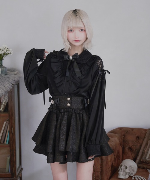 Pal elfy(パルエルフィー)の「肩レースフリルブラウス(シャツ/ブラウス・レディース・ピンク/ブラック/オフホワイト・フリー)」の2枚目の写真