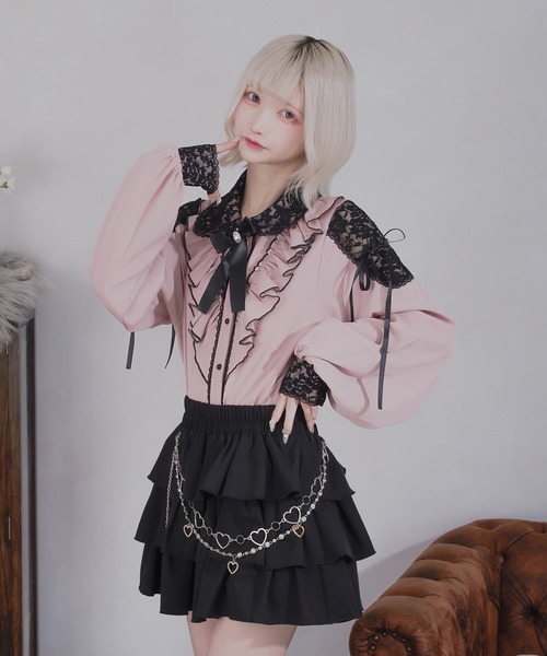 Pal elfy(パルエルフィー)の「肩レースフリルブラウス(シャツ/ブラウス・レディース・ピンク/ブラック/オフホワイト・フリー)」の15枚目の写真