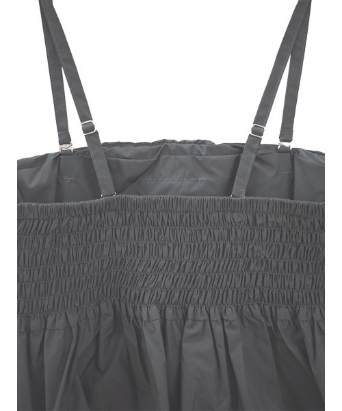 Reurie'（レウリィ）の「オリジナルペプラムキャミビスチェ / original peplum cami bustier 【セットアップ対応】 キャミソール ノースリーブ ベアトップ バックゴム ナイロン アイボリー チャコールグレー カーキ setup ビスチェトップス ビスチェキャミ フリル フレア（チューブトップ・レディース・アイボリー/カーキ/チャコールグレー/ブルー・FREE）」の6枚目の写真