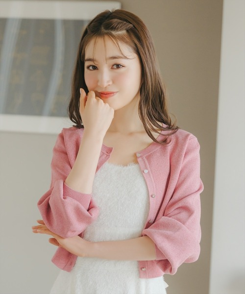 WILLSELECTION（ウィルセレクション）の「シャイニーラメカーディガン（カーディガン/ボレロ・レディース・ピンク/ボルドー/ブラック/オフホワイト・FREE）」の4枚目の写真