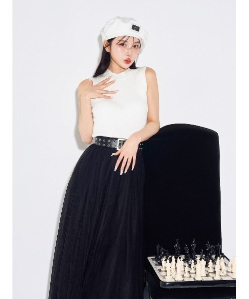 Darich ダーリッチ DDロゴミックスノースリニットトップス ブラック ダーリッチ Darich DDロゴミックスノースリニットトップス