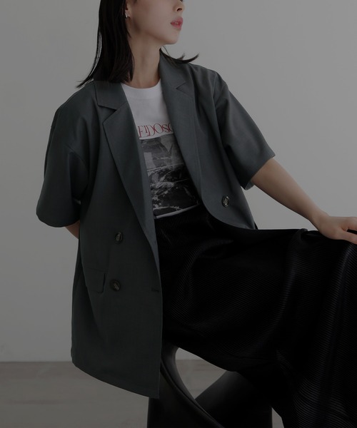 LIAN（リアン）の「ハーフスリーブテーラージャケット（テーラードジャケット・レディース・チャコールグレー/アイボリー/ベージュ/ブラック・FREE）」の15枚目の写真