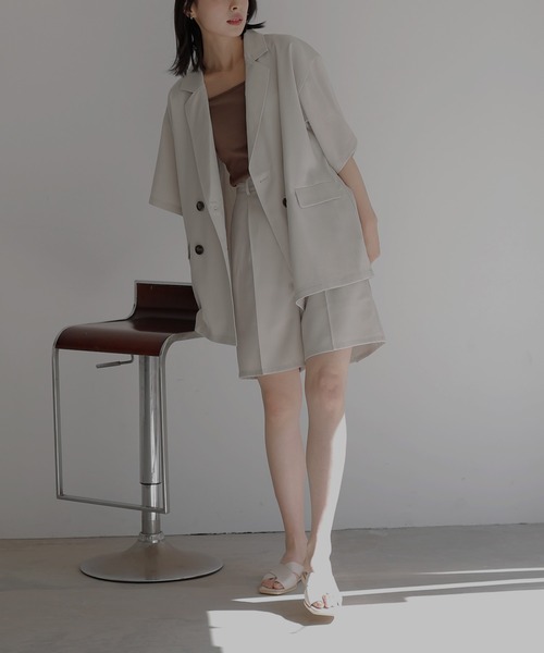 LIAN（リアン）の「ハーフスリーブテーラージャケット（テーラードジャケット・レディース・チャコールグレー/アイボリー/ベージュ/ブラック・FREE）」の10枚目の写真