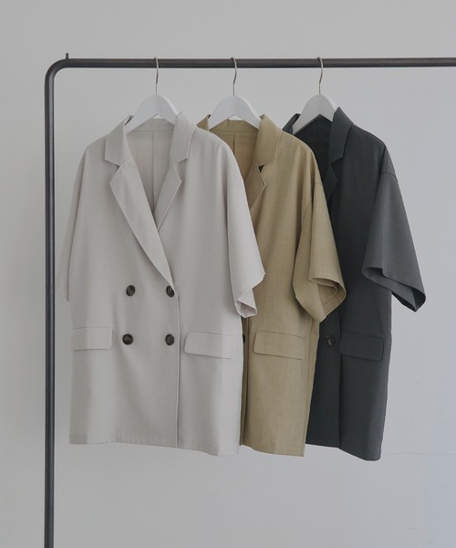 LIAN（リアン）の「ハーフスリーブテーラージャケット（テーラードジャケット・レディース・チャコールグレー/アイボリー/ベージュ/ブラック・FREE）」の6枚目の写真