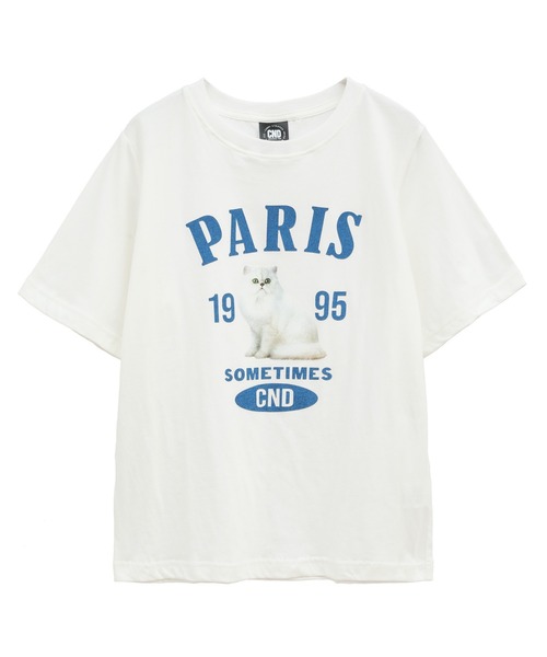 Candy Stripper(キャンディストリッパー)の「PARIS CAT Tシャツ(Tシャツ/カットソー・レディース・ピンク/オフホワイト/ライトブルー/ブラック・1/2/3)」の1枚目の写真