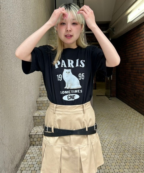Candy Stripper(キャンディストリッパー)の「PARIS CAT Tシャツ(Tシャツ/カットソー・レディース・ピンク/オフホワイト/ライトブルー/ブラック・1/2/3)」の11枚目の写真