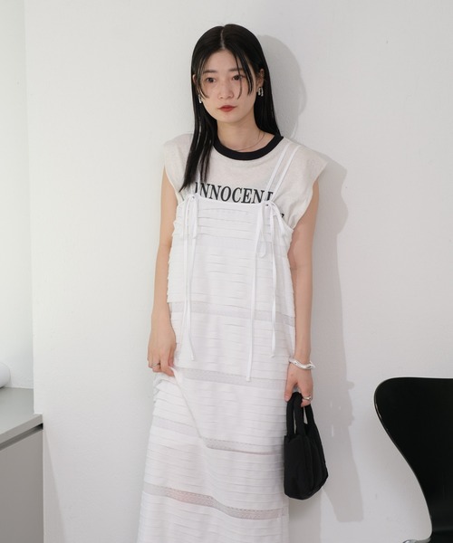 Kastane（カスタネ）の「【2サイズ展開】シアーフリルキャミワンピース（ワンピース・レディース・オフホワイト/ブラック・1/0）」の15枚目の写真