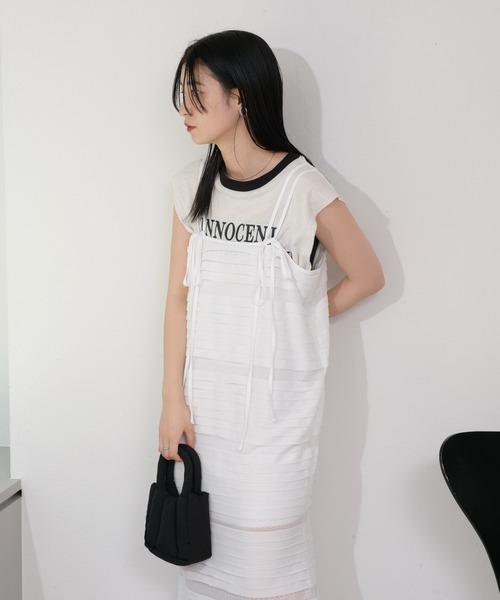 Kastane（カスタネ）の「【2サイズ展開】シアーフリルキャミワンピース（ワンピース・レディース・オフホワイト/ブラック・1/0）」の16枚目の写真