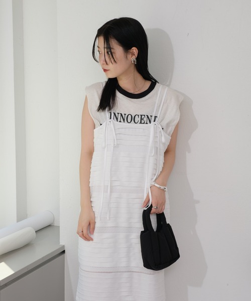 Kastane（カスタネ）の「【2サイズ展開】シアーフリルキャミワンピース（ワンピース・レディース・オフホワイト/ブラック・1/0）」の14枚目の写真