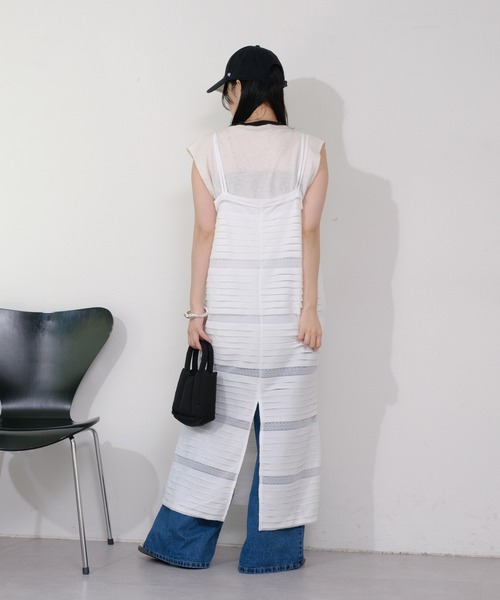 Kastane（カスタネ）の「【2サイズ展開】シアーフリルキャミワンピース（ワンピース・レディース・オフホワイト/ブラック・1/0）」の4枚目の写真