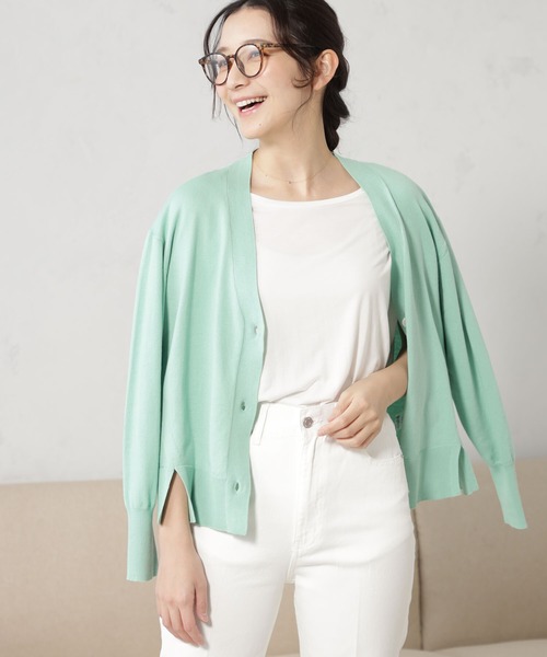 FOUND GOOD（ファウンドグッド）の「ナメラカニットユルカーディガン（カーディガン/ボレロ・レディース・ブラック/グリーン系2/ホワイト系5/イエロー系2/ベージュ・M/L）」の4枚目の写真