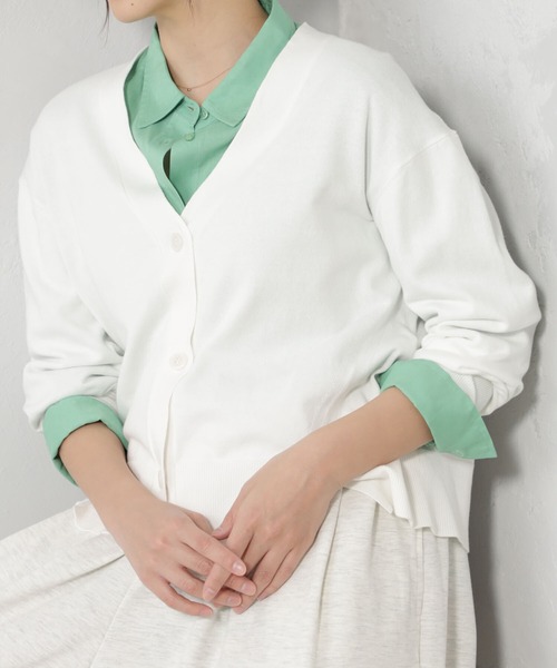 FOUND GOOD（ファウンドグッド）の「ナメラカニットユルカーディガン（カーディガン/ボレロ・レディース・ブラック/グリーン系2/ホワイト系5/イエロー系2/ベージュ・M/L）」の7枚目の写真