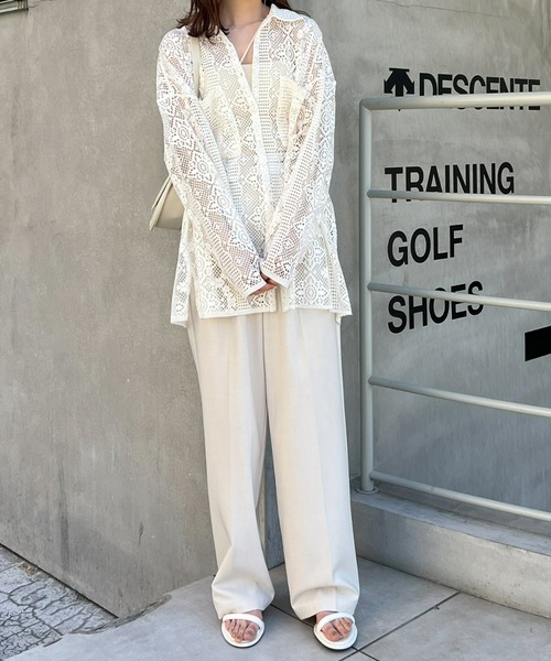 mic by Olu.（ミックバイオルドット）の「【ZOZOTOWN限定】カットレースシャツ（シャツ/ブラウス・レディース・ブラック/アイボリー・FREE）」の3枚目の写真