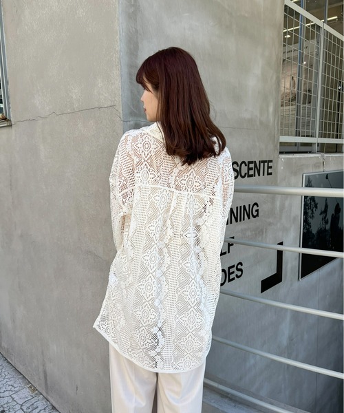 mic by Olu.（ミックバイオルドット）の「【ZOZOTOWN限定】カットレースシャツ（シャツ/ブラウス・レディース・ブラック/アイボリー・FREE）」の5枚目の写真