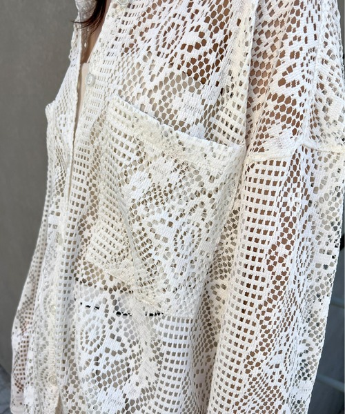 mic by Olu.（ミックバイオルドット）の「【ZOZOTOWN限定】カットレースシャツ（シャツ/ブラウス・レディース・ブラック/アイボリー・FREE）」の7枚目の写真