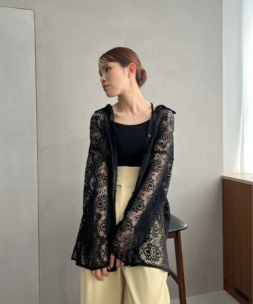 mic by Olu.（ミックバイオルドット）の「【ZOZOTOWN限定】カットレースシャツ（シャツ/ブラウス・レディース・ブラック/アイボリー・FREE）」の9枚目の写真