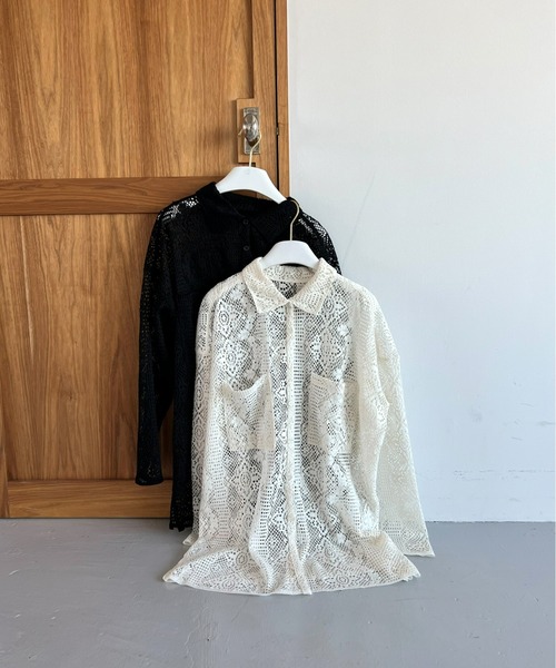 mic by Olu.（ミックバイオルドット）の「【ZOZOTOWN限定】カットレースシャツ（シャツ/ブラウス・レディース・ブラック/アイボリー・FREE）」の16枚目の写真