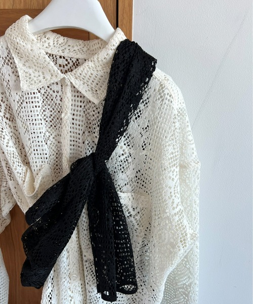 mic by Olu.（ミックバイオルドット）の「【ZOZOTOWN限定】カットレースシャツ（シャツ/ブラウス・レディース・ブラック/アイボリー・FREE）」の17枚目の写真