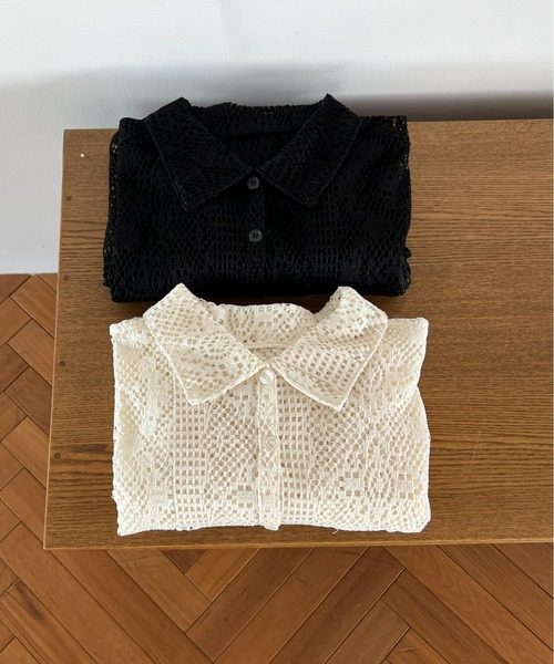 mic by Olu.（ミックバイオルドット）の「【ZOZOTOWN限定】カットレースシャツ（シャツ/ブラウス・レディース・ブラック/アイボリー・FREE）」の18枚目の写真