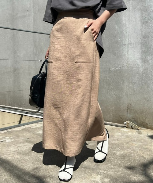 CIAOPANIC TYPY（チャオパニックティピー）の「テックリネンすっきりベイカーIラインスカート（スカート・レディース・ブルー/ブラック/アイボリー/グリーン/オレンジ/ベージュ・MEDIUM/SMALL）」の4枚目の写真