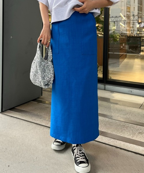 CIAOPANIC TYPY（チャオパニックティピー）の「テックリネンすっきりベイカーIラインスカート（スカート・レディース・ブルー/ブラック/アイボリー/グリーン/オレンジ/ベージュ・MEDIUM/SMALL）」の6枚目の写真