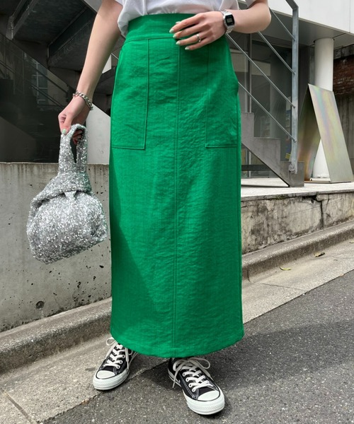 CIAOPANIC TYPY（チャオパニックティピー）の「テックリネンすっきりベイカーIラインスカート（スカート・レディース・ブルー/ブラック/アイボリー/グリーン/オレンジ/ベージュ・MEDIUM/SMALL）」の5枚目の写真