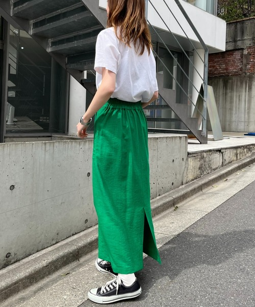 CIAOPANIC TYPY（チャオパニックティピー）の「テックリネンすっきりベイカーIラインスカート（スカート・レディース・ブルー/ブラック/アイボリー/グリーン/オレンジ/ベージュ・MEDIUM/SMALL）」の9枚目の写真