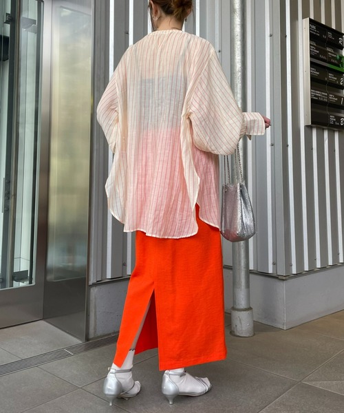 CIAOPANIC TYPY（チャオパニックティピー）の「テックリネンすっきりベイカーIラインスカート（スカート・レディース・ブルー/ブラック/アイボリー/グリーン/オレンジ/ベージュ・MEDIUM/SMALL）」の16枚目の写真