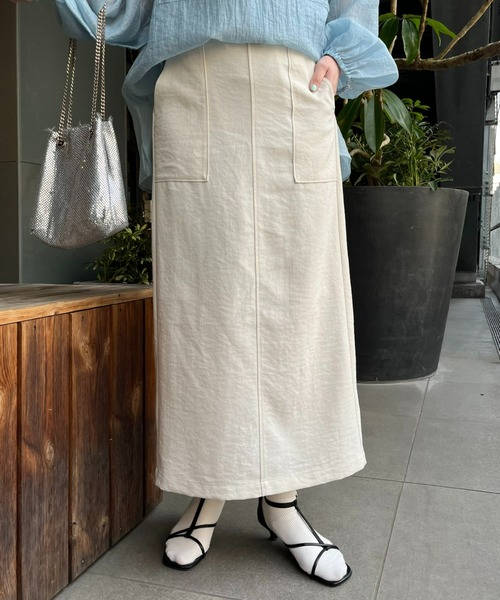 CIAOPANIC TYPY（チャオパニックティピー）の「テックリネンすっきりベイカーIラインスカート（スカート・レディース・ブルー/ブラック/アイボリー/グリーン/オレンジ/ベージュ・MEDIUM/SMALL）」の18枚目の写真